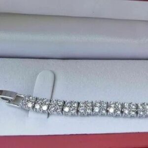 7 inched Long Tennis Bracelet Solid 14K White Gold Round Cut 5 Carat Men & Women
